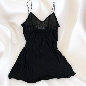 Vintage Mary Green Black Sheer Night Slip